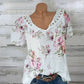 Floral Print Lace V-Neck Women's Top