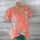 Floral Print Lace V-Neck Women's Top