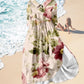 Women's Vintage Botanical Floral Design Print Lace-Up Dress