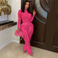Women 2 Piece Casual Long Sleeve High Waist Tassel Fringe Outfits Jumpsuit Set
