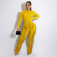 Women 2 Piece Casual Long Sleeve High Waist Tassel Fringe Outfits Jumpsuit Set