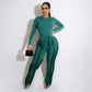 Women 2 Piece Casual Long Sleeve High Waist Tassel Fringe Outfits Jumpsuit Set